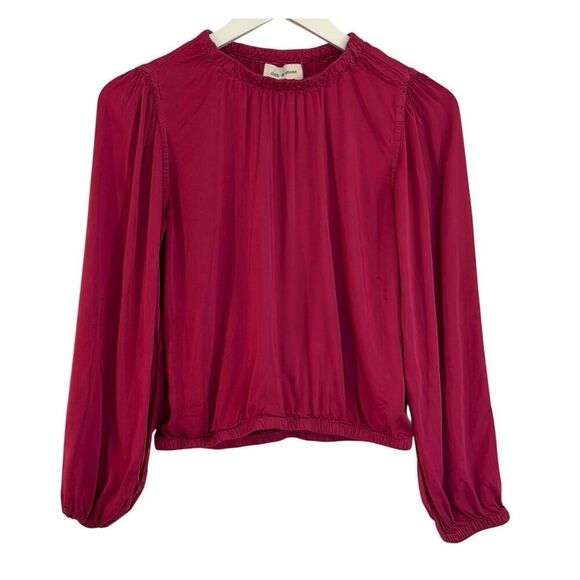 Anthropologie Cloth & Stone pink cropped satin blouse xs - Picture 3 of 11